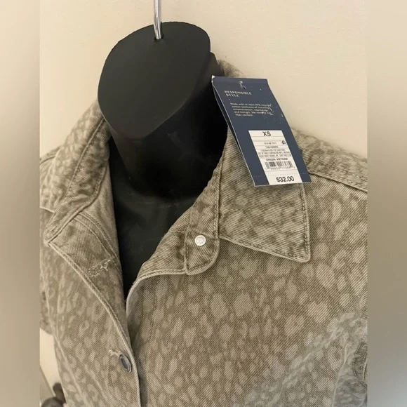 Women’s Leopard Denim Mini Shirtdress Print Recycle Cotton Blend , Collared - Picture 8 of 8